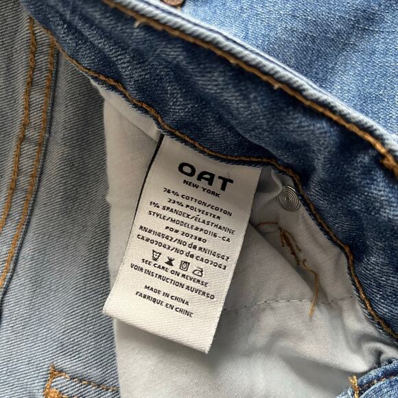 OAT Women's Medium Wash Raw Hem Wide Leg Jean Size 31 - Picture 5 of 8